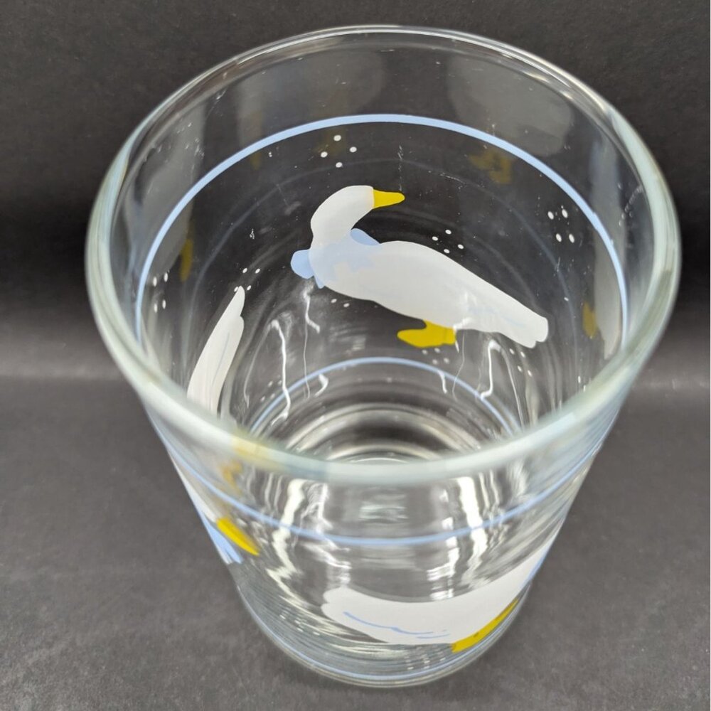 Libbey Country Goose Duck Glass Tumbler Blue Bow Ribbon Print Farmhouse - Picture 2 of 16